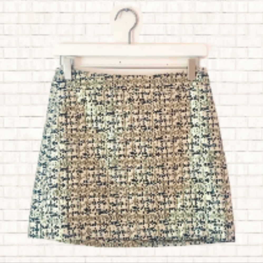 H&M Textured Tan, Black, Gray, & Gold Metallic Mini Skirt, Small